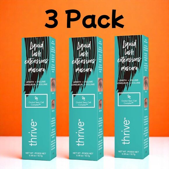 3 PACK Thrive Causmetics Liquid Lash Extensions Mascara BRYNN Rich Black